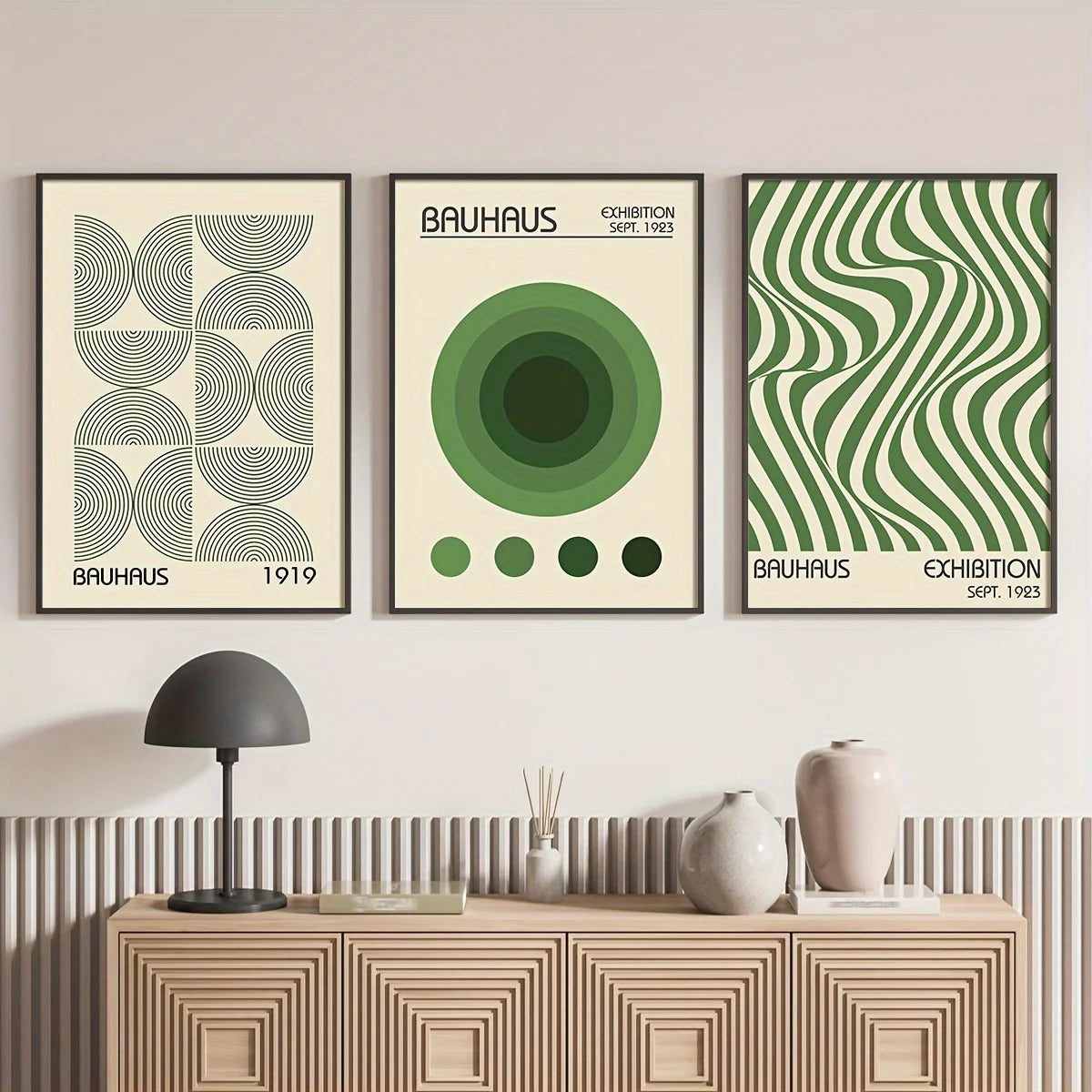 3pcs Green Bauhaus Posters