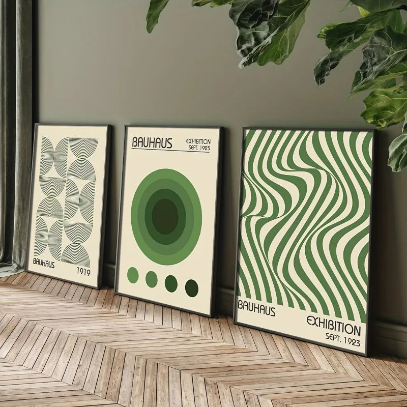 3pcs Green Bauhaus Posters